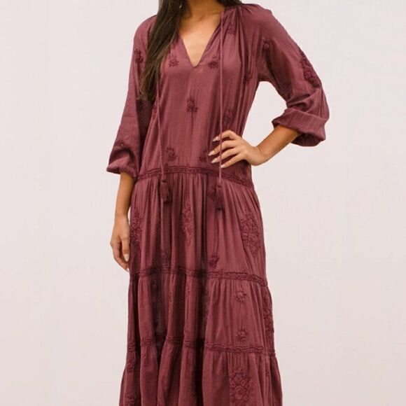 Kyla Seo Embroidered Boho Hanna Maxi Dress Size S - Picture 1 of 8